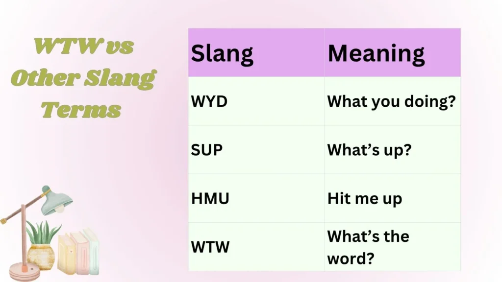 WTW vs Other Slang Terms 